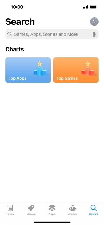 Press the search field and key in the name or subject of the required app.