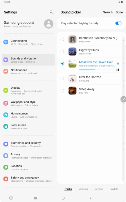 Once you've found a ring tone you like, press Done. Once you've found a ring tone you like, press Done.