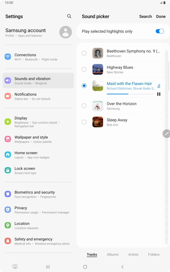 Once you've found a ring tone you like, press Done. Once you've found a ring tone you like, press Done.