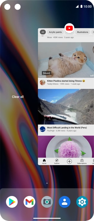 To end one running application, slide your finger upwards on the required application.