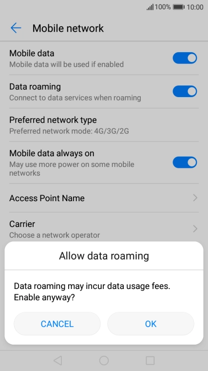 If you turn on the function, press OK.