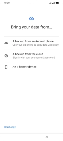 Press the required setting and follow the instructions on the screen to transfer the content from another phone.