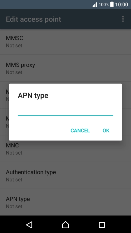 Key in default and press OK.