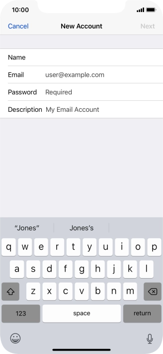 Press Email and key in your email address.