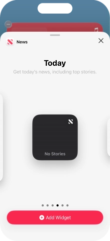 Slide your finger right or left on the screen to select the required widget size.