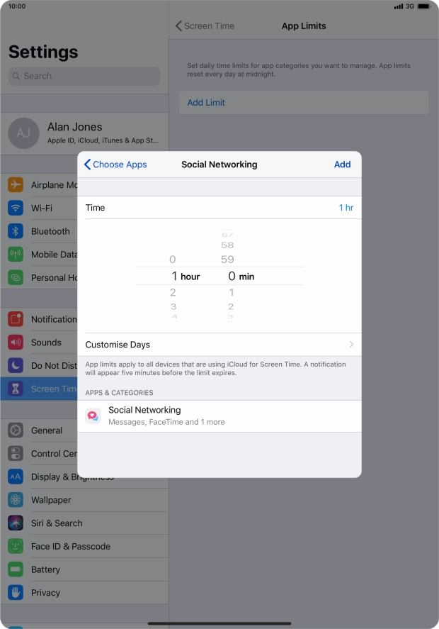 Press Customise Days.
