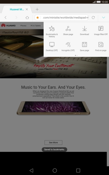 Press Bookmarks & history.