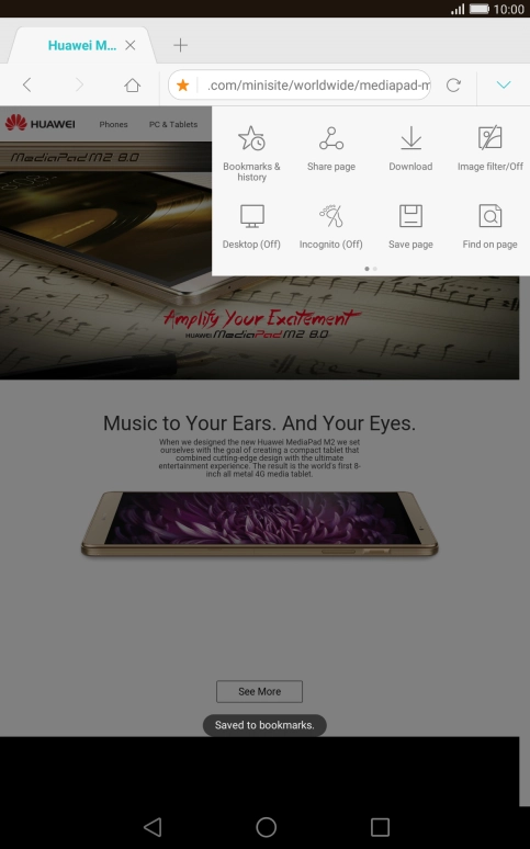 Press Bookmarks & history.