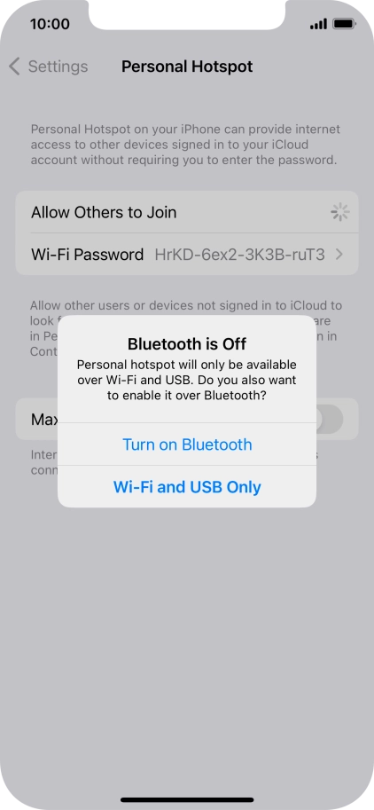 If Wi-Fi is turned on, press Wi-Fi and USB Only.