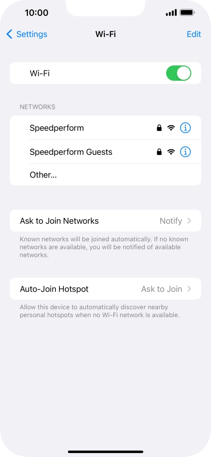 Press the required Wi-Fi network and key in the password for the Wi-Fi network.