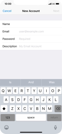 Press Email and key in your email address.