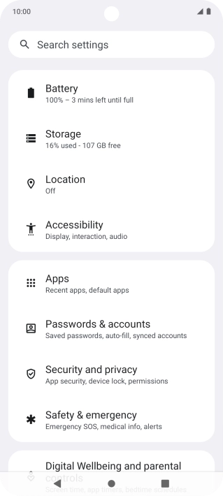 Press Passwords & accounts.