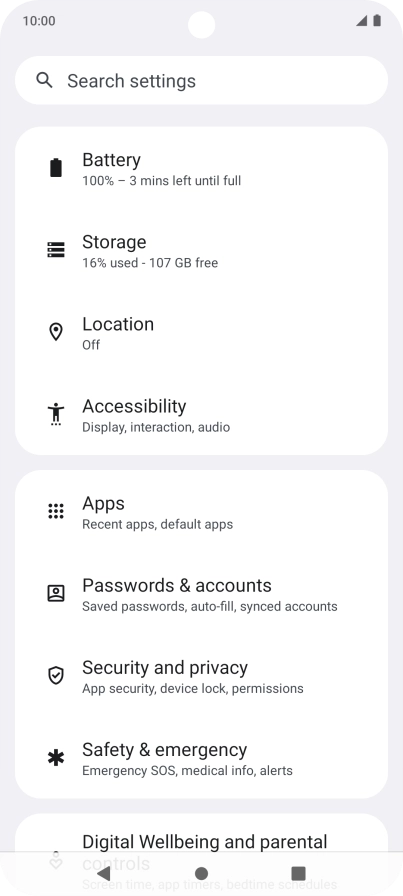 Press Passwords & accounts.
