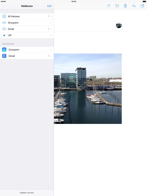 Press the required email account. Press the required email account.