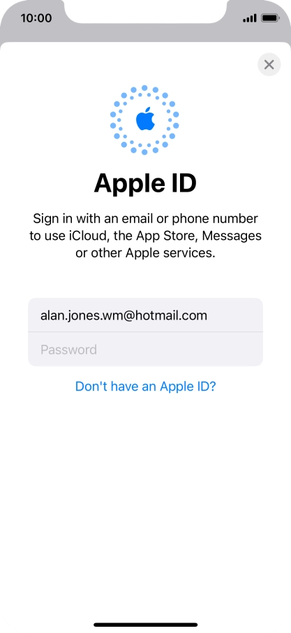 Press Password and key in the password for your Apple ID.