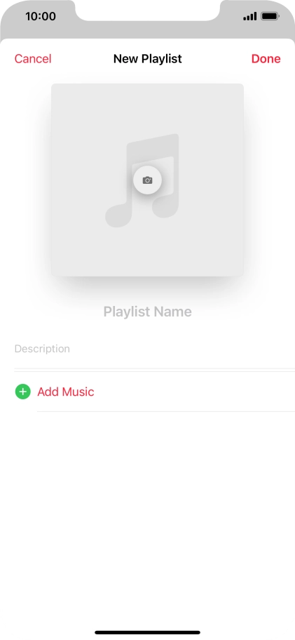 Press the text input field and key in a name for the playlist.
