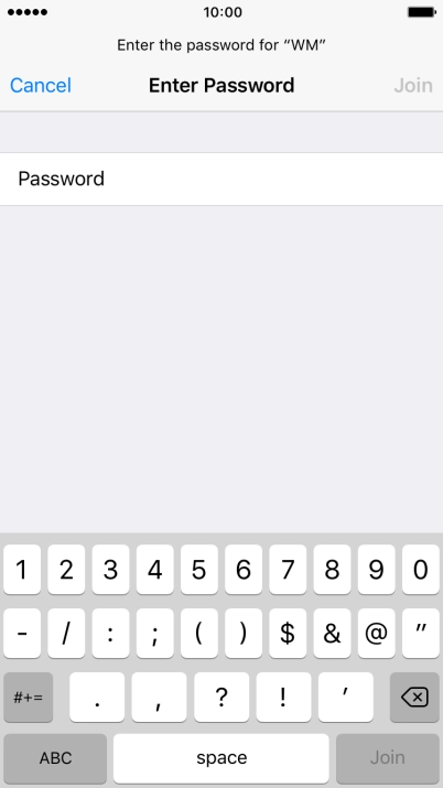 Press Password and key in the password for the Wi-Fi network.