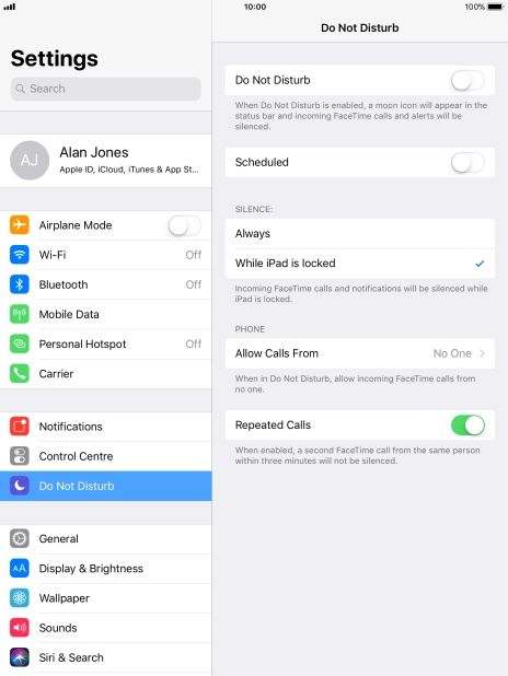Press the indicator next to 