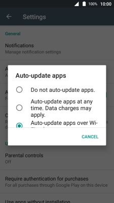 To turn off automatic update of apps, press Do not auto-update apps..