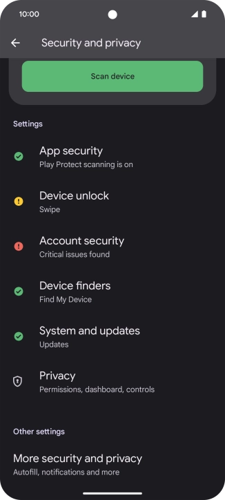 Press More security and privacy.