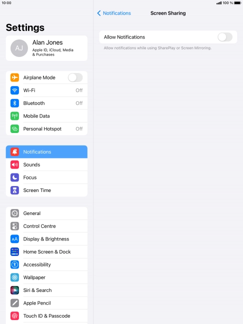 Press the indicator next to 
