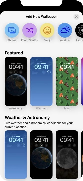 Press the required category and follow the instructions on the screen to select the required background image.