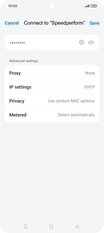 Key in the password for the Wi-Fi network and press Save.