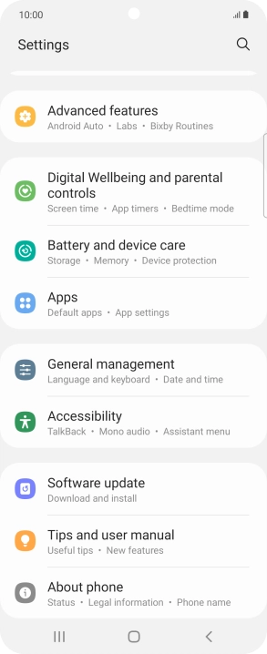 Press Battery and device care.