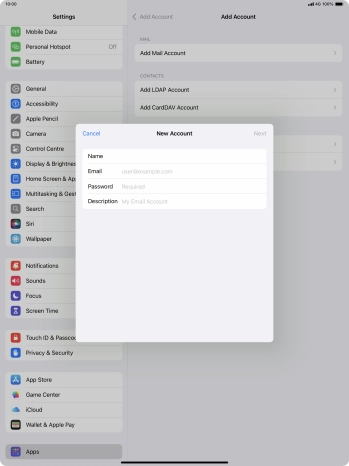 Press Email and key in your email address.