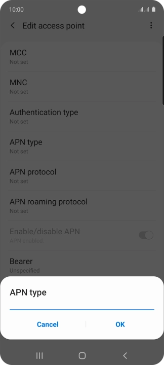 Key in default and press OK.