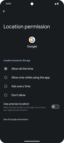 Press the required setting.