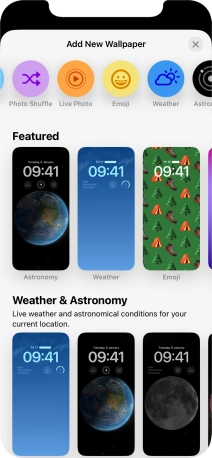 Press the required category and follow the instructions on the screen to select the required background image.