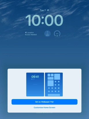 To use the same colour theme on the home screen, press Set as Wallpaper Pair.