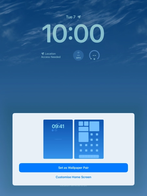To use the same colour theme on the home screen, press Set as Wallpaper Pair.