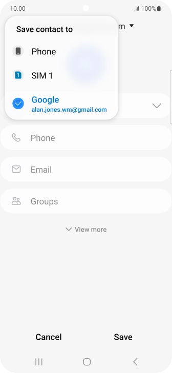 Press the required Google account.