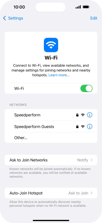 Press the required Wi-Fi network and key in the password for the Wi-Fi network.