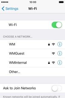 Press the required Wi-Fi network.