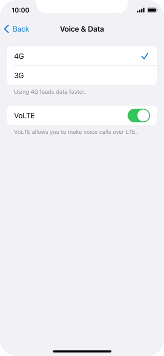 Press the required network mode.