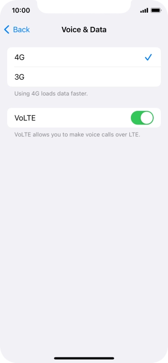 Press the required network mode.
