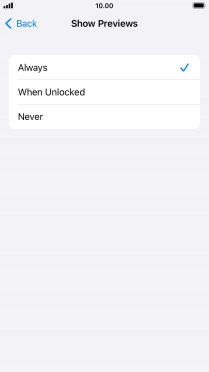 To select notification preview on the lock screen, press Always.