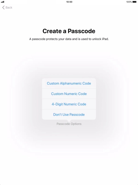 Follow the instructions on the screen to turn on use of lock code or press Don't Use Passcode. Follow the instructions on the screen to turn on use of lock code or press Don't Use Passcode.