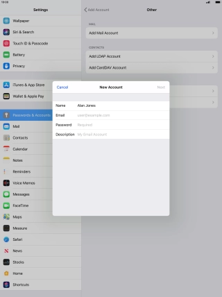 Press Email and key in your email address.