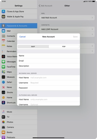 Press Host Name and key in the name of your email provider's incoming server.