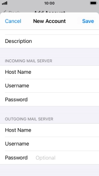 Press Password and key in the password for your email account. Please note that if you're using Vodafone's outgoing server, leave the password field empty.
