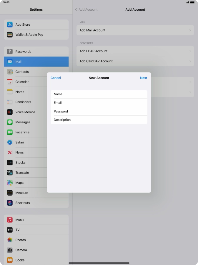 Press Description and key in the required name.
