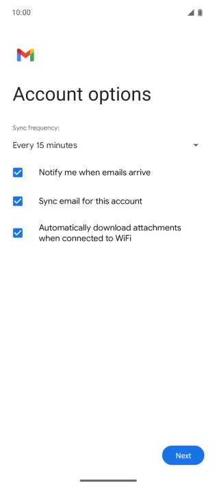 If this screen is displayed, you email account has been recognised and set up automatically. Follow the instructions on the screen to key in more information and finish setting up your email account.