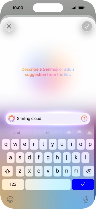 Write in your own words what you would like your Genmoji to look like, and press arrow up.