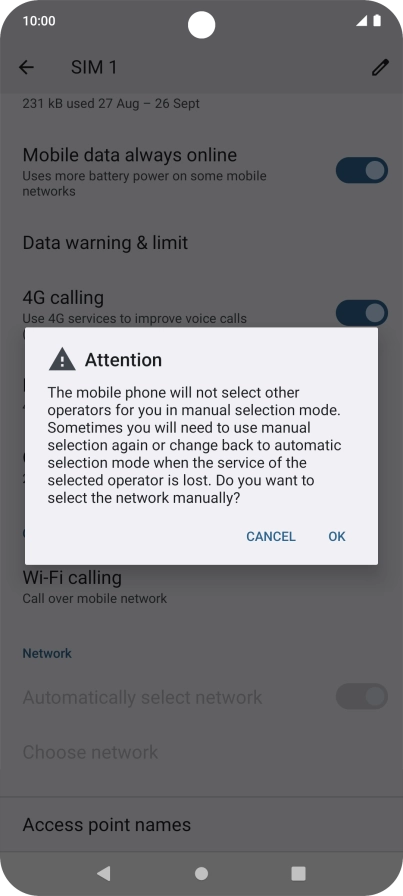 Press OK and your phone will search for networks.