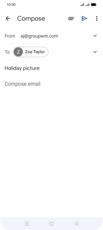 Press the text input field and write the text for your email message.