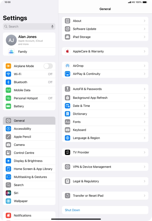 Press Software Update. If a new software version is available, it's displayed. Follow the instructions on the screen to update the tablet software.